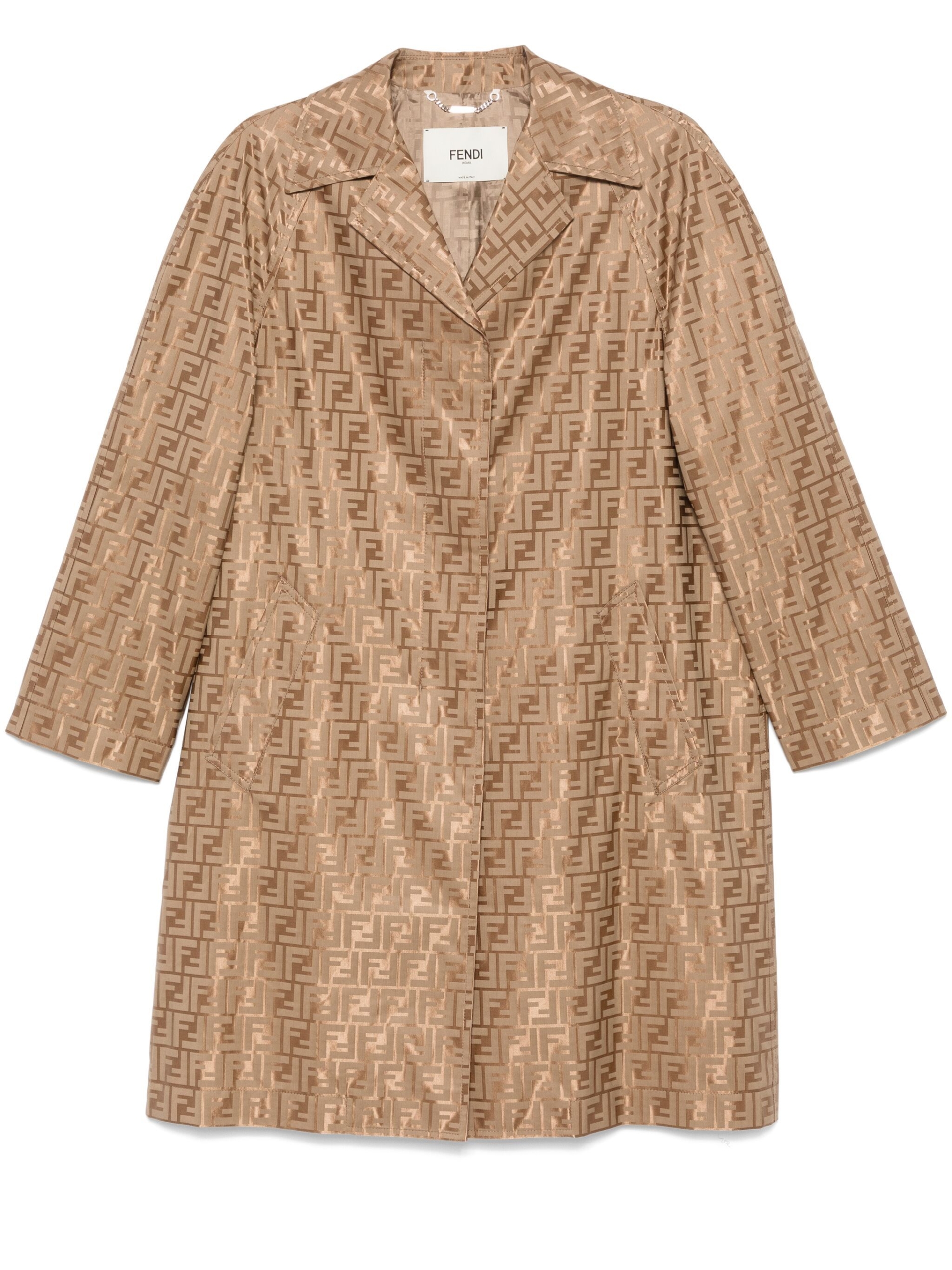 Fendi Cotton Coat with FF Jacquard Weave - Image 6