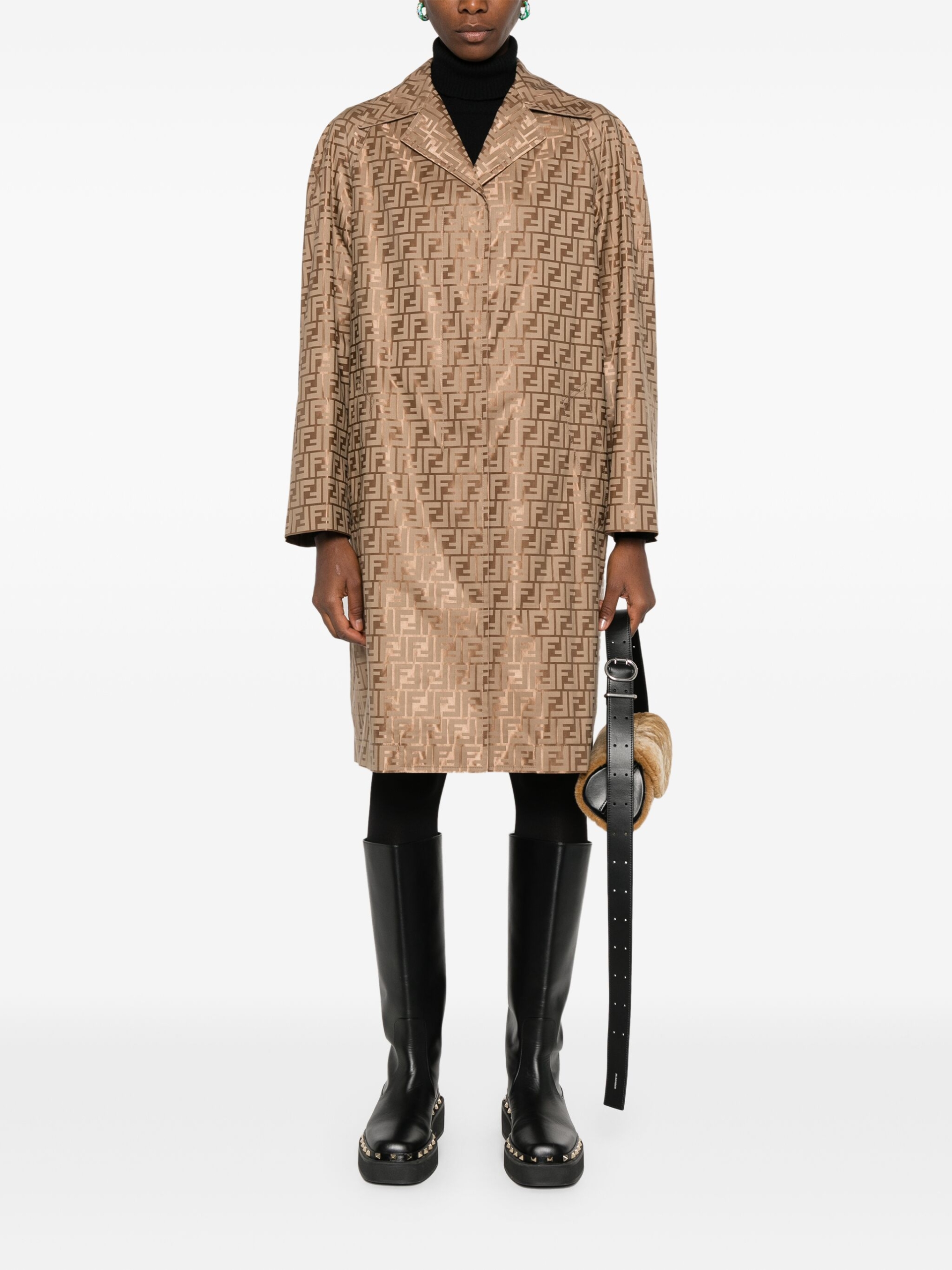 Fendi Cotton Coat with FF Jacquard Weave - Image 2