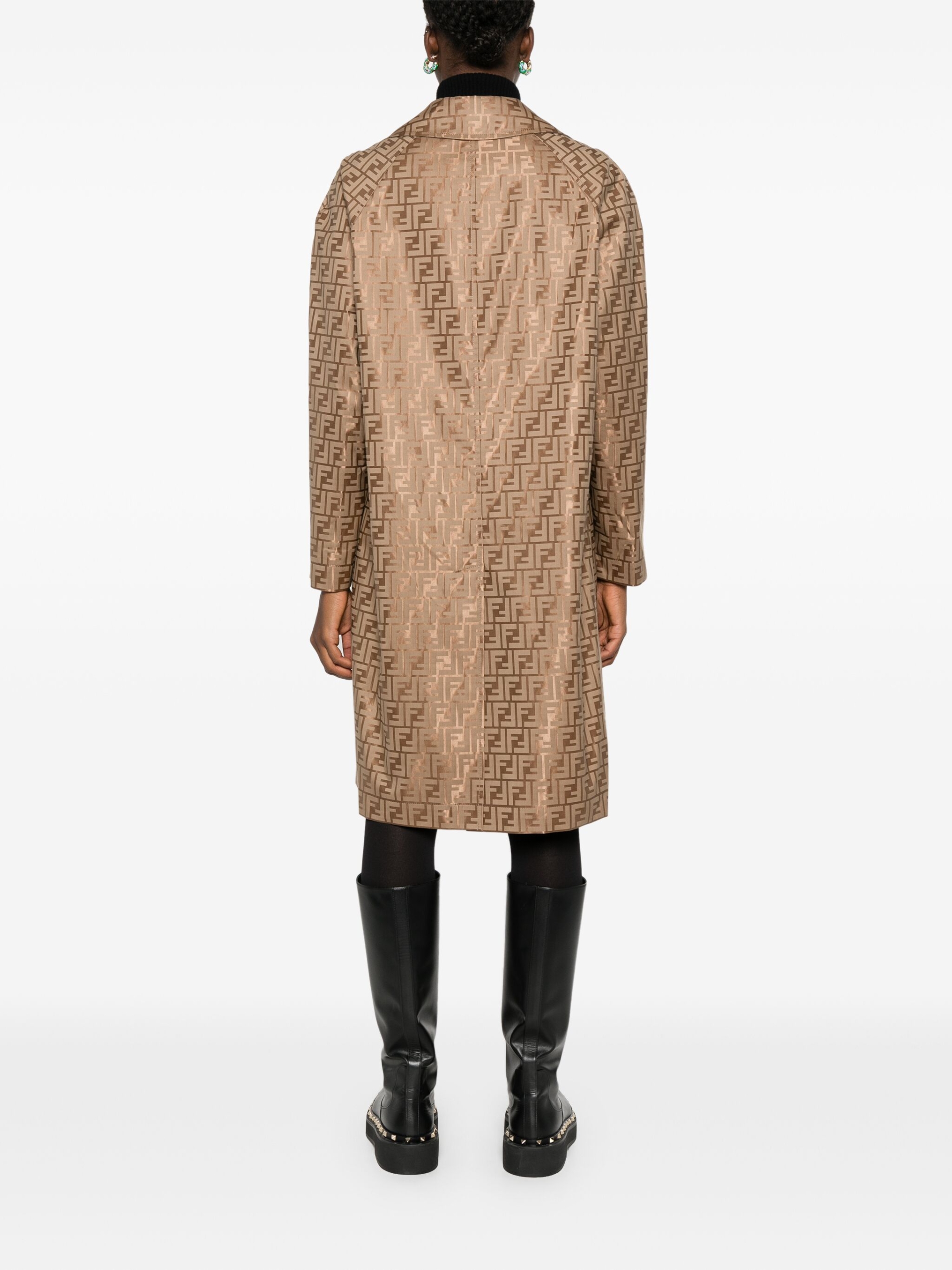 Fendi Cotton Coat with FF Jacquard Weave - Image 4