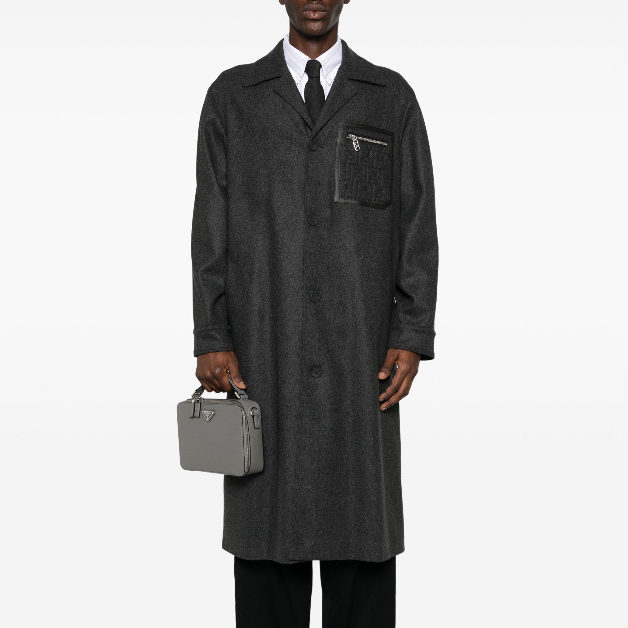 Fendi Cashmere Coat with Mélange Pattern