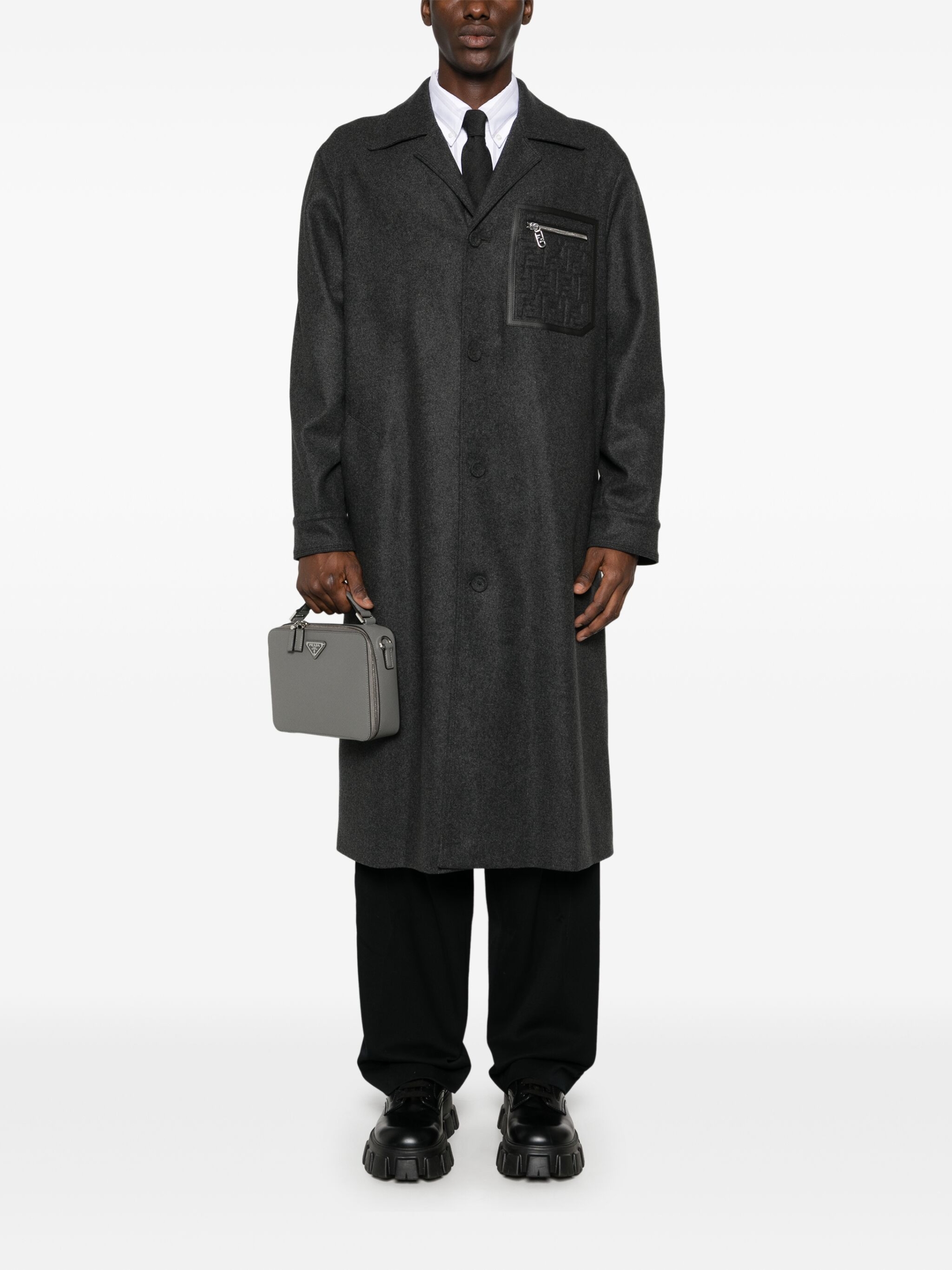 Fendi Cashmere Coat with Mélange Pattern - Image 2