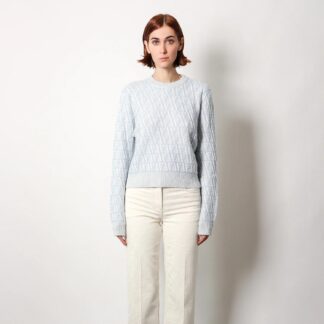 Fendi Silk Jacquard Sweater with Iconic FF Logo