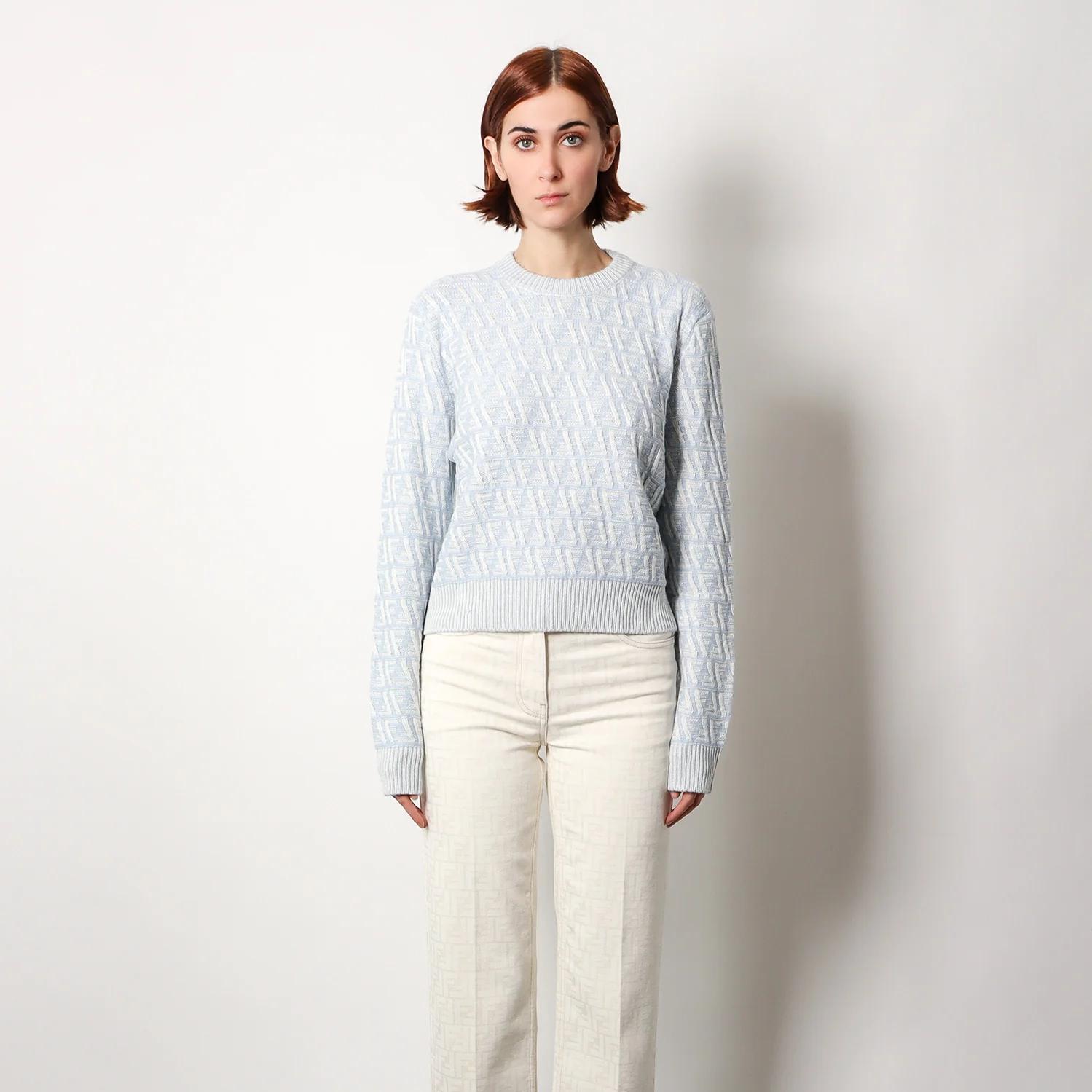 Fendi Silk Jacquard Sweater with Iconic FF Logo