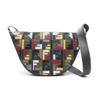 Fendi Melon Small FF Shoulder Bag with Multicolor Embroidery