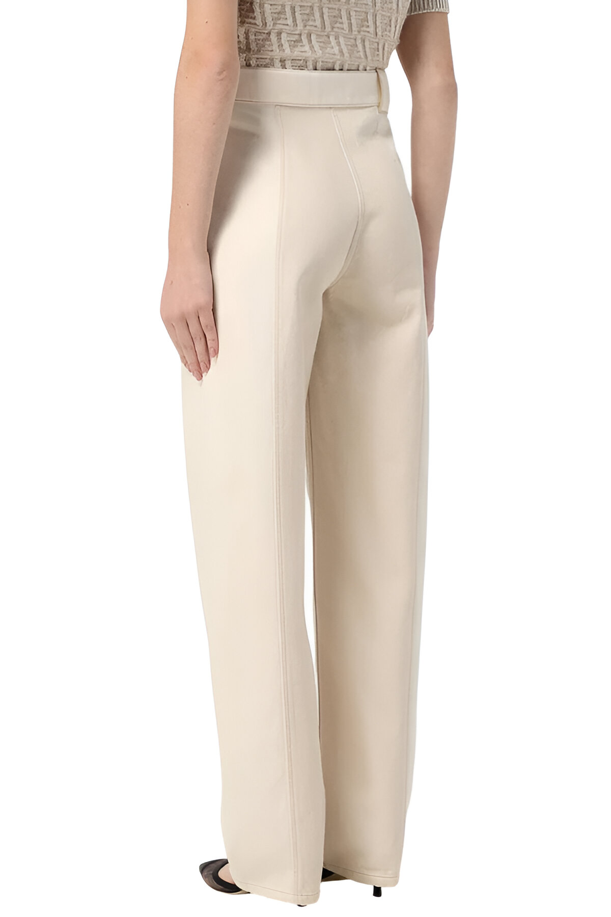 Fendi High-Waist Cotton Pants with Contrast Stitching – Chic & Versatile - Image 3