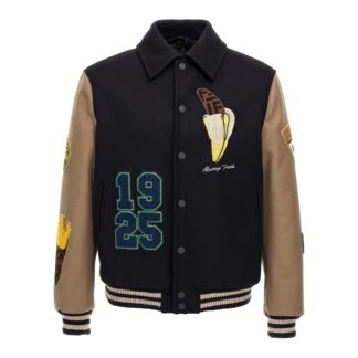 Fendi Wool Bomber Jacket with Appliqué Logo – Luxury College Style