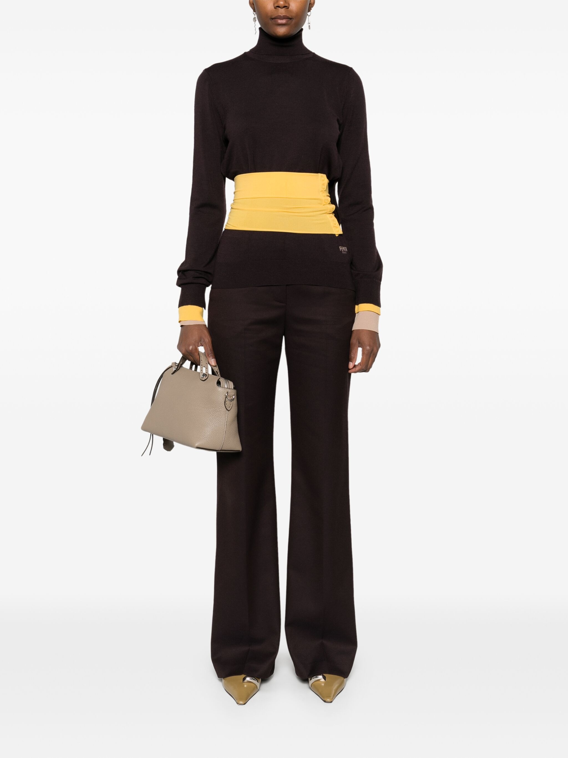 Fendi Wool Turtleneck Sweater - Ribbed High Neck & Close Fit - Image 2