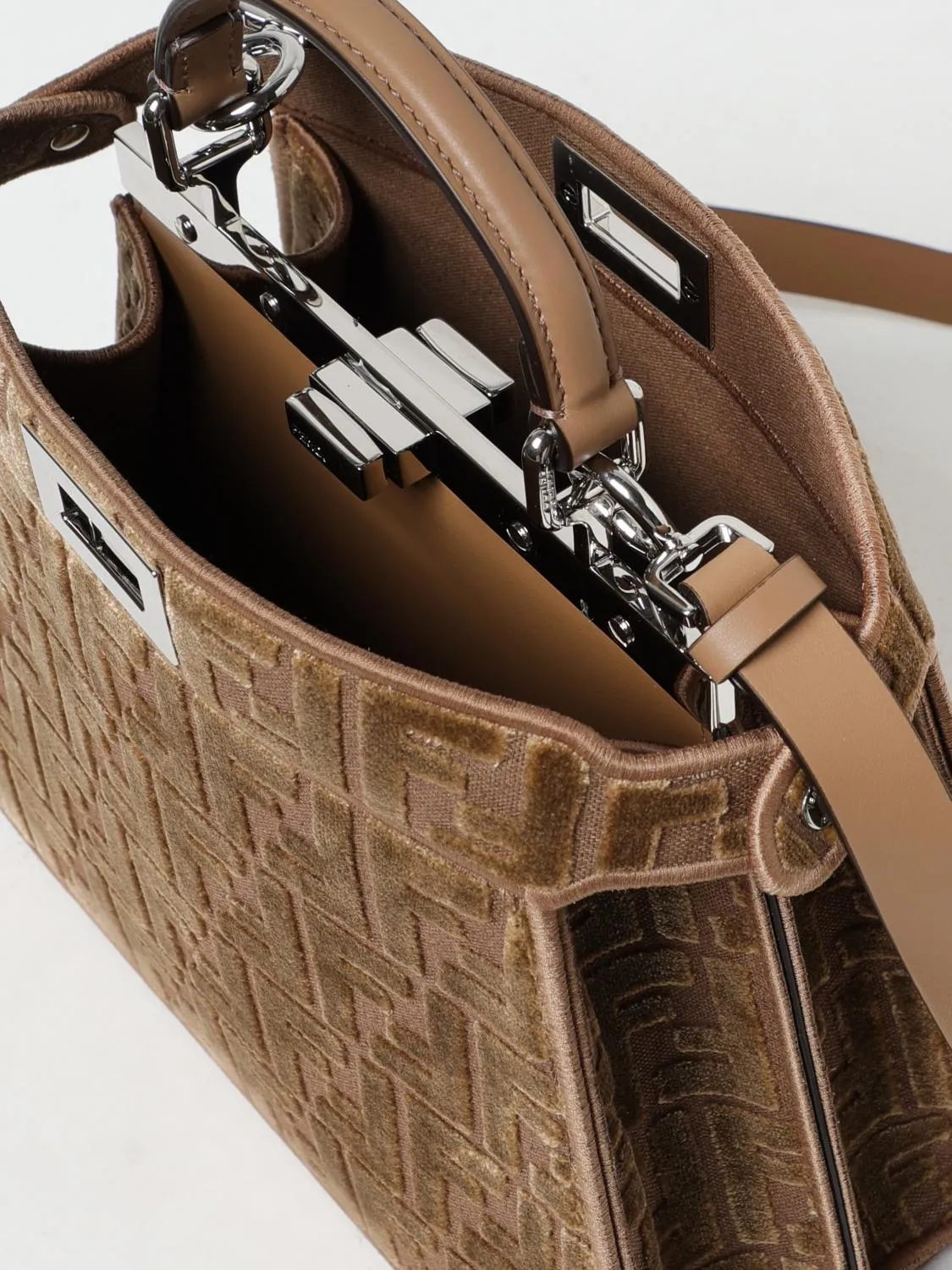 Fendi FF Velvet Handbag - Image 5