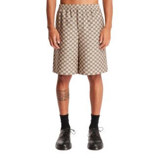 Gucci Linen Shorts with GG Supreme Jacquard Weave and Drawstring Waist