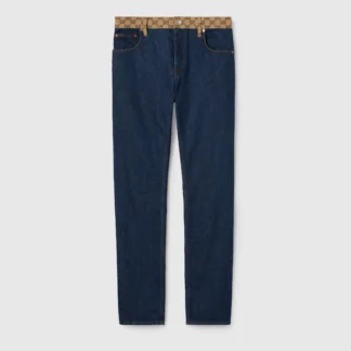Gucci High-Waist Tapered Jeans with Iconic GG Waistband