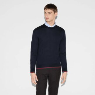 Gucci Wool Sweater with Iconic Multicolored Ribbed Bands