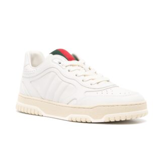 Gucci Re-Web Leather Sneakers with Nastro Web Accent