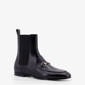 Gucci Leather Jordaan Ankle Boots with Gancini Logo