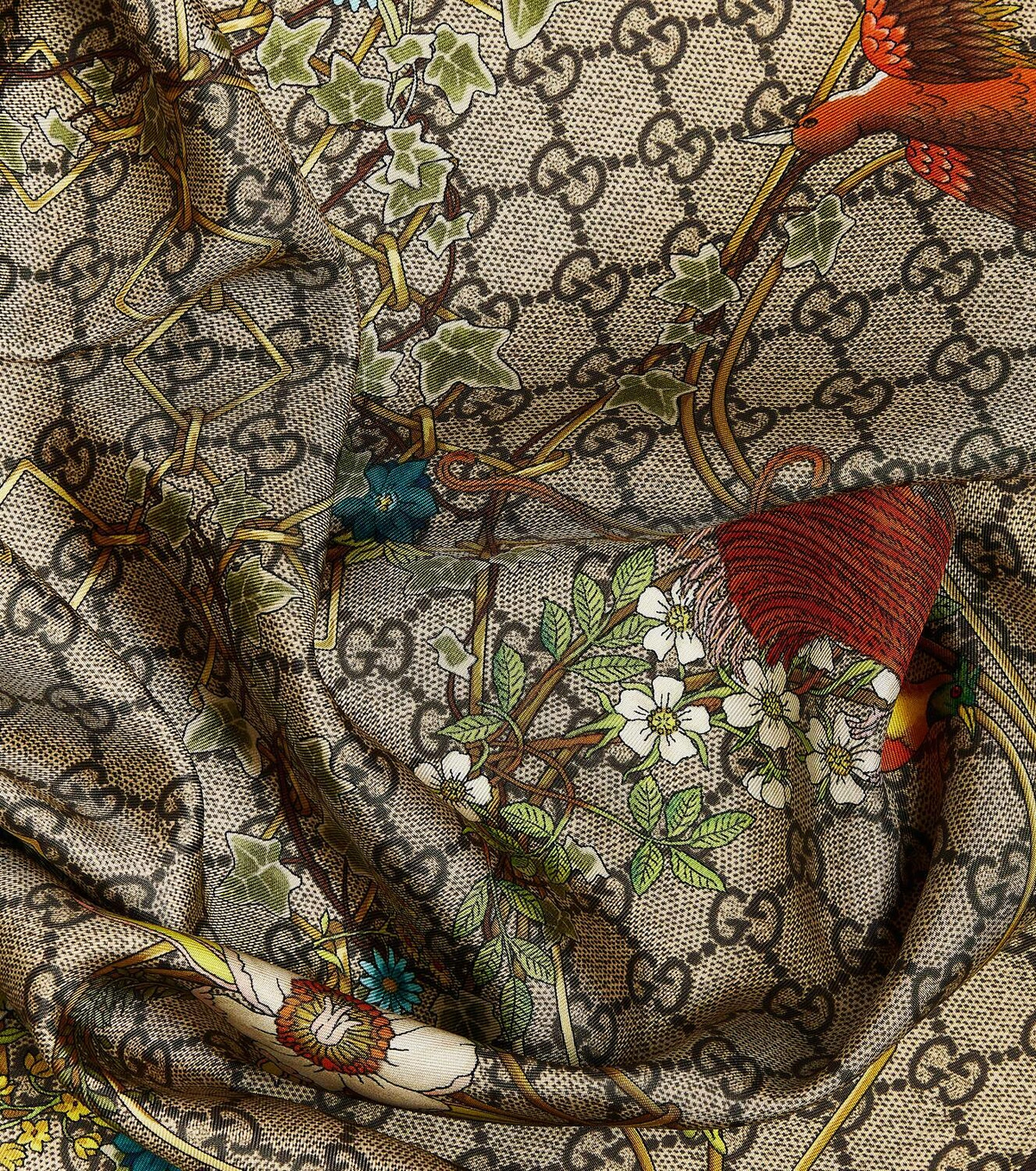 Gucci GG Logo Silk Scarf with Embroidered Monogram Border - Image 4