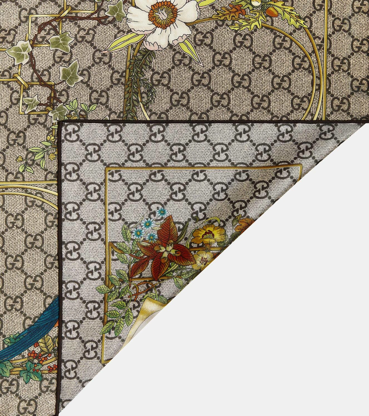 Gucci GG Logo Silk Scarf with Embroidered Monogram Border - Image 5