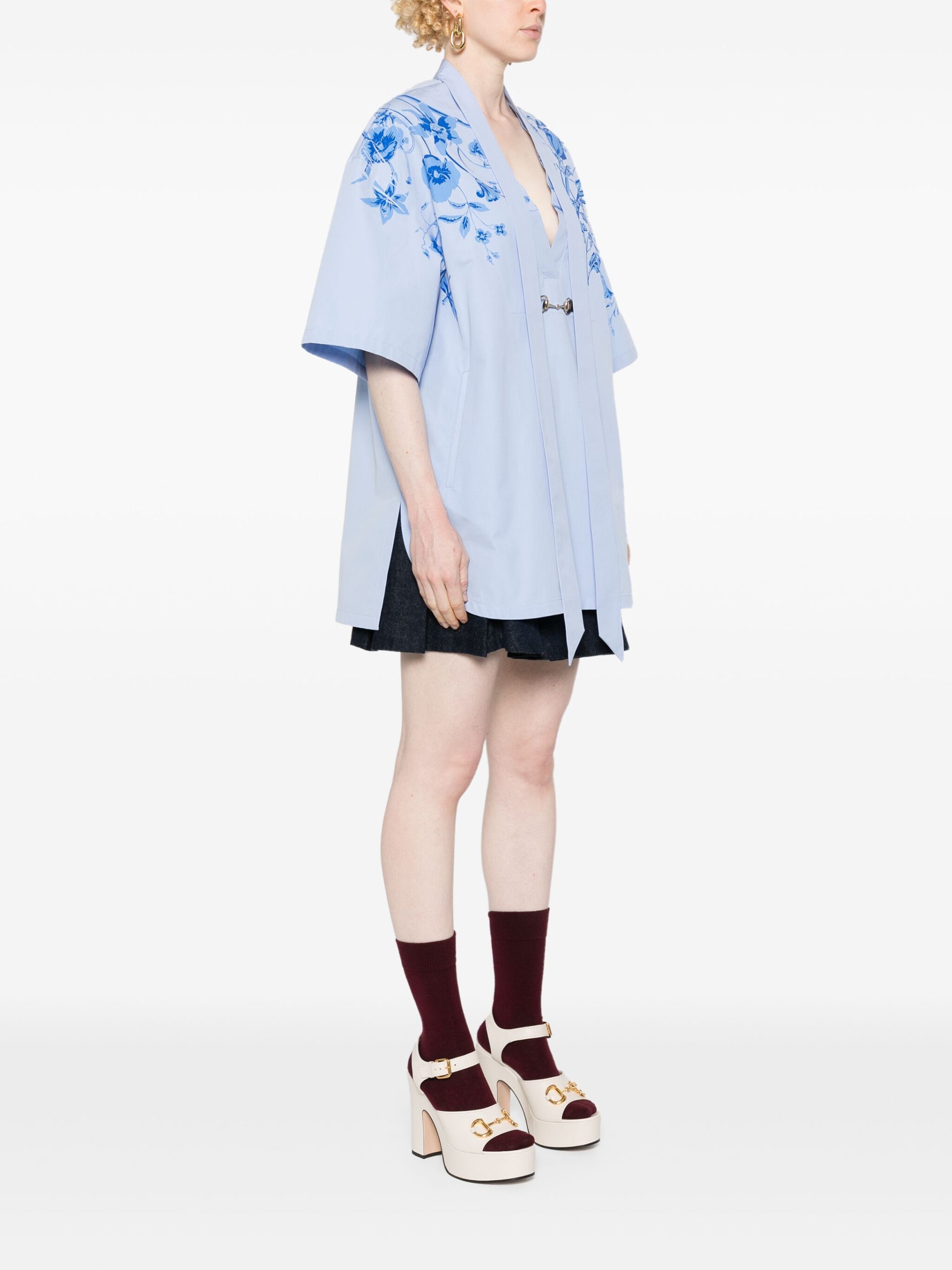 Gucci Women's Floral Cotton Top with V-Neck & Applique Detail - Image 3