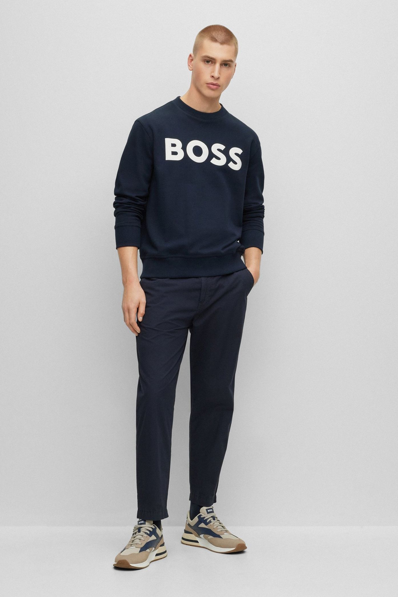Boss Men’s Blue Cotton Sweatshirt - Image 3