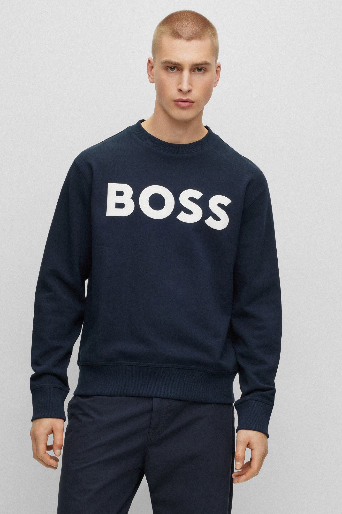 Boss Men’s Blue Cotton Sweatshirt - Image 2