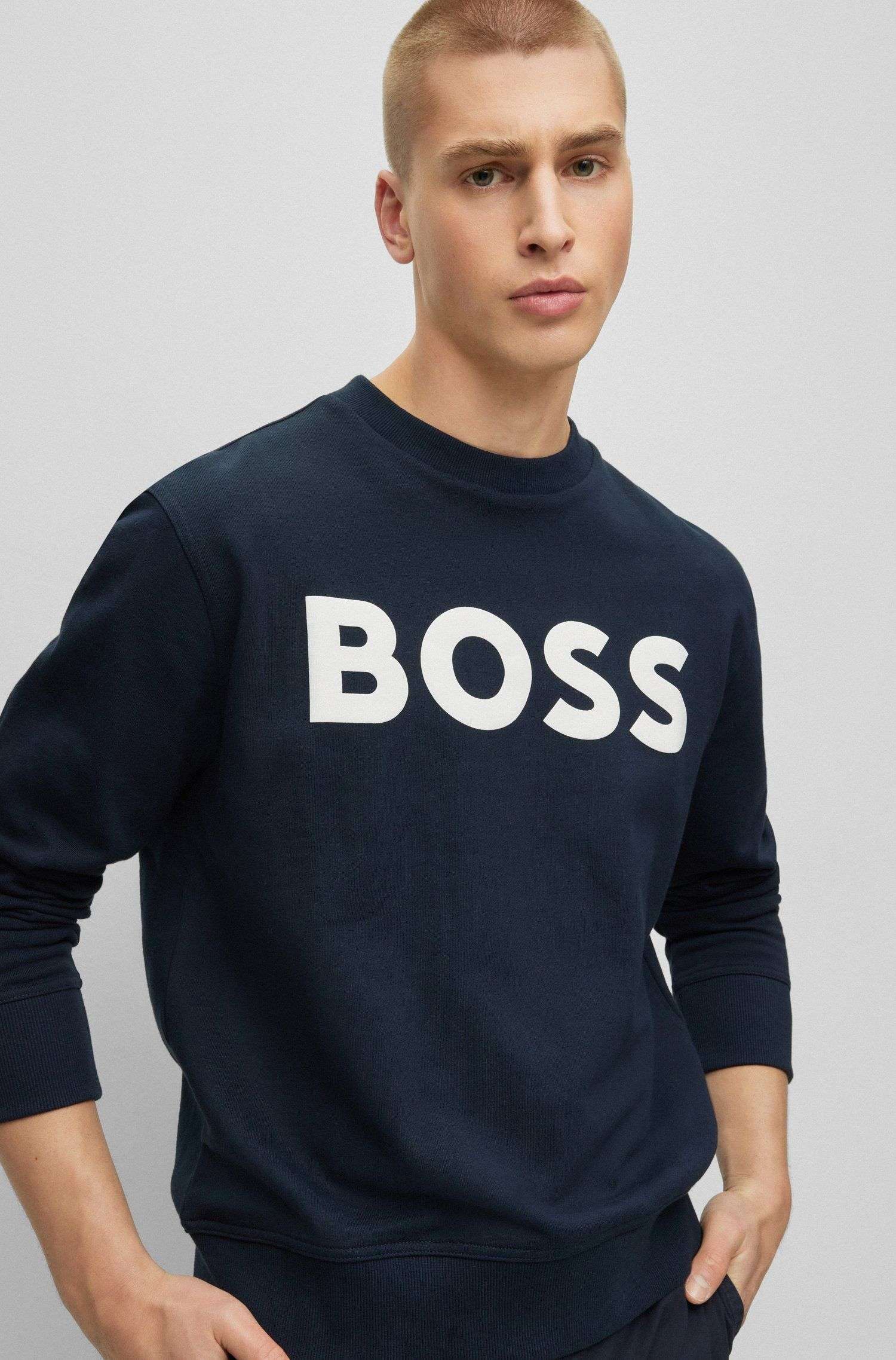 Boss Men’s Blue Cotton Sweatshirt - Image 4