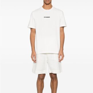 Jil Sander Cotton T-Shirt Minimalist Crew Neck with Iconic Monogram