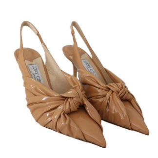 Jimmy Choo Caramel Annabell 85 Pointed Toe Leather Pumps