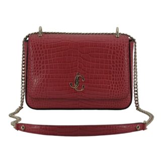 Jimmy Choo Candy Floss Pink Croc Embossed Leather Shoulder Bag