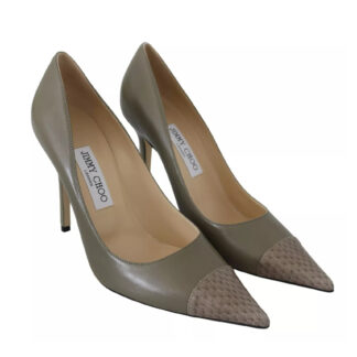 Jimmy Choo Pebble Green Leather Amika Pointed Toe Pumps