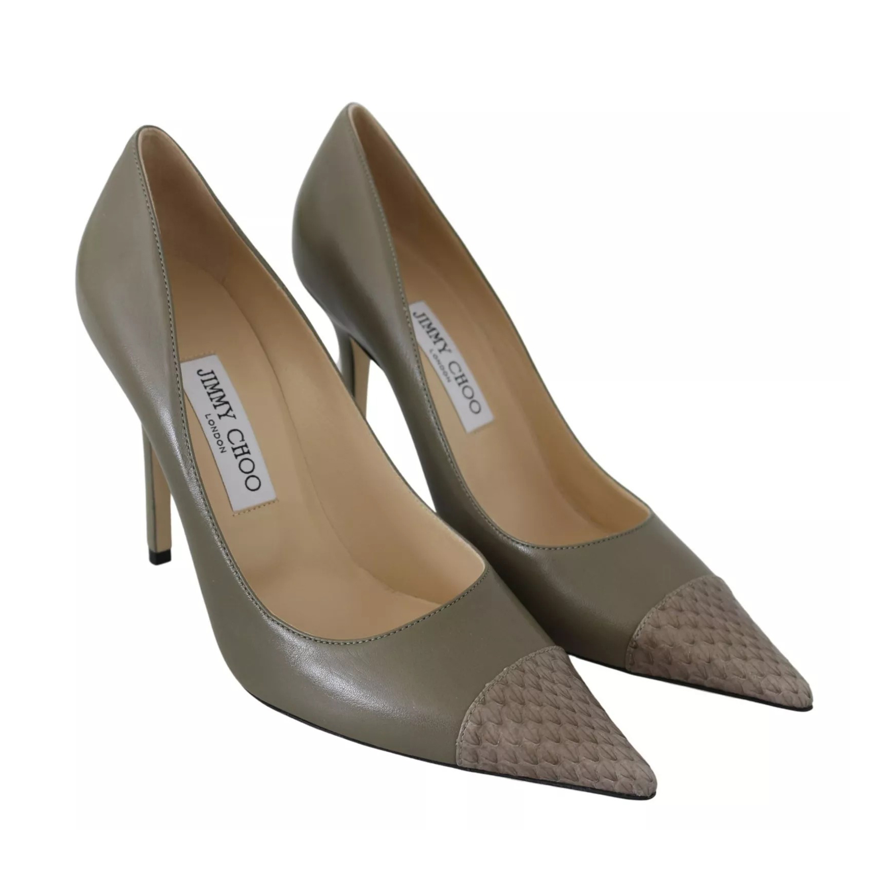 Jimmy Choo Pebble Green Leather Amika Pointed Toe Pumps