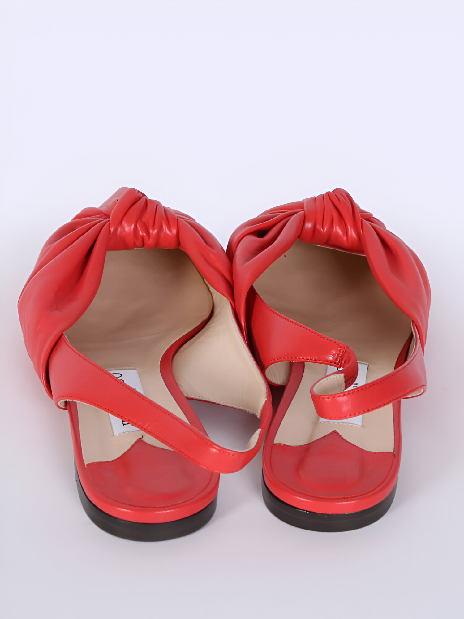 Jimmy Choo Red Chilli Annabell Leather Pointed Toe Flat Shoes - Image 4