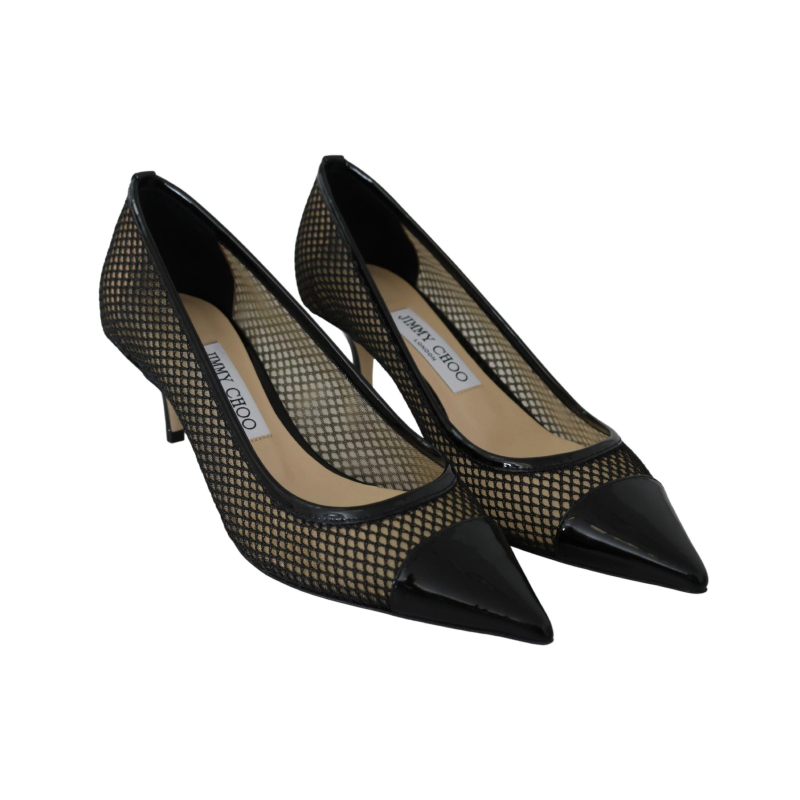 Jimmy Choo Amika 50 Black Mesh Pointed Toe Pumps - Image 5