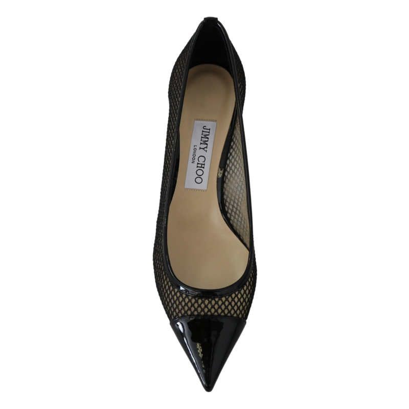 Jimmy Choo Amika 50 Black Mesh Pointed Toe Pumps - Image 6