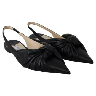 Jimmy Choo Black Annabell Leather Pointed Toe Flats