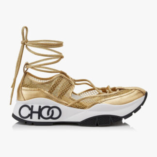 Jimmy Choo Michigan Hip Gold Mesh Leather Sneakers