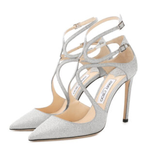 Jimmy Choo Lancer Platinum Ice Glitter Leather Pumps