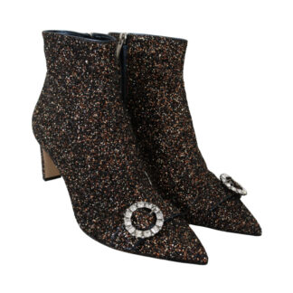 Jimmy Choo Hanover 65 Amethyst Mix Glitter Leather Pointed Toe Boots