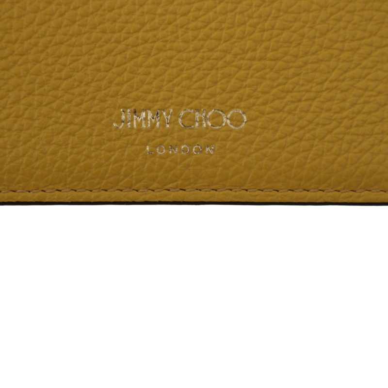 Jimmy Choo Aarna Yellow Soleil Leather Card Holder with Logo Detail - Image 5