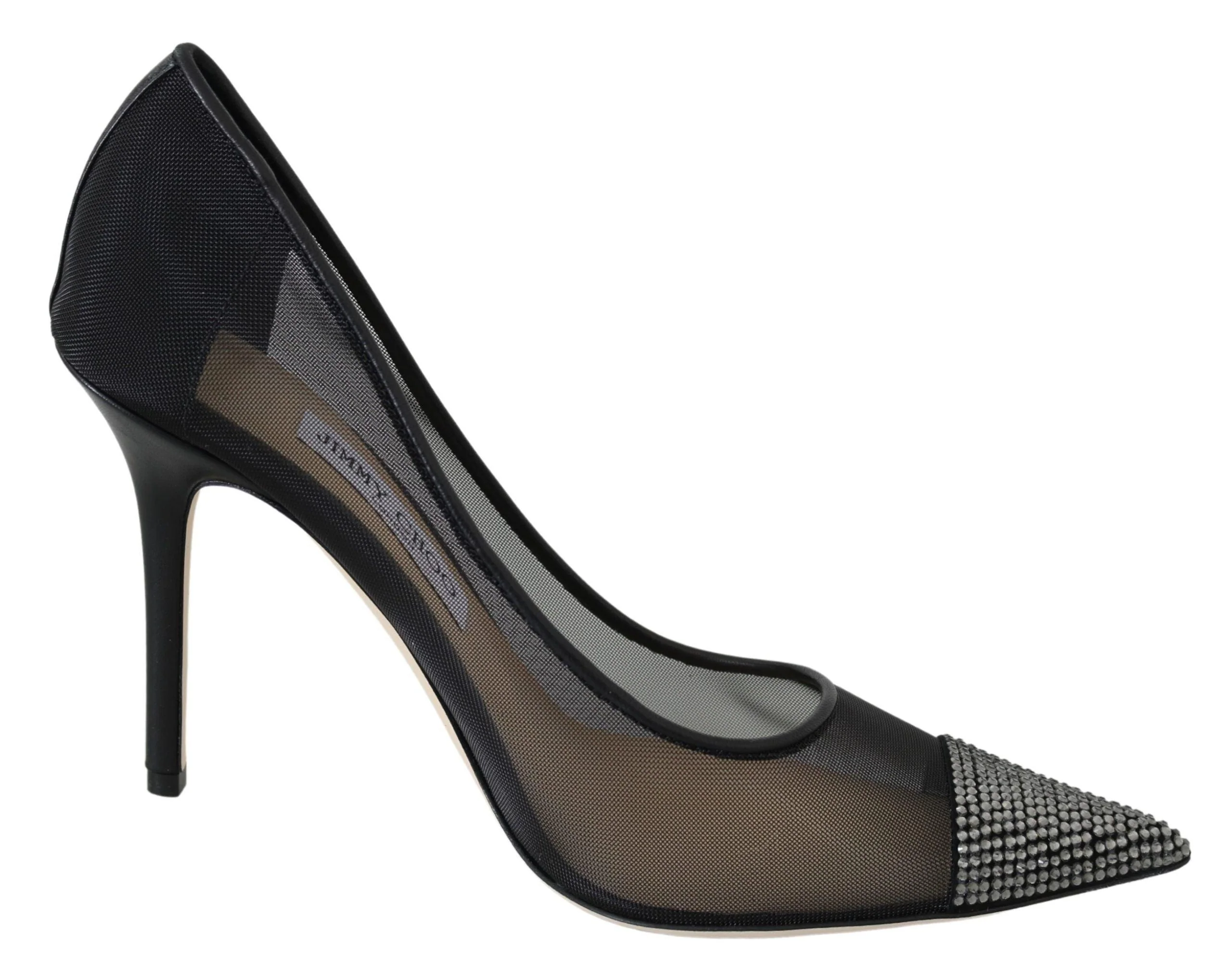 Jimmy Choo Amika OMCH Black Mesh Pumps with Crystal Detailing - Image 3