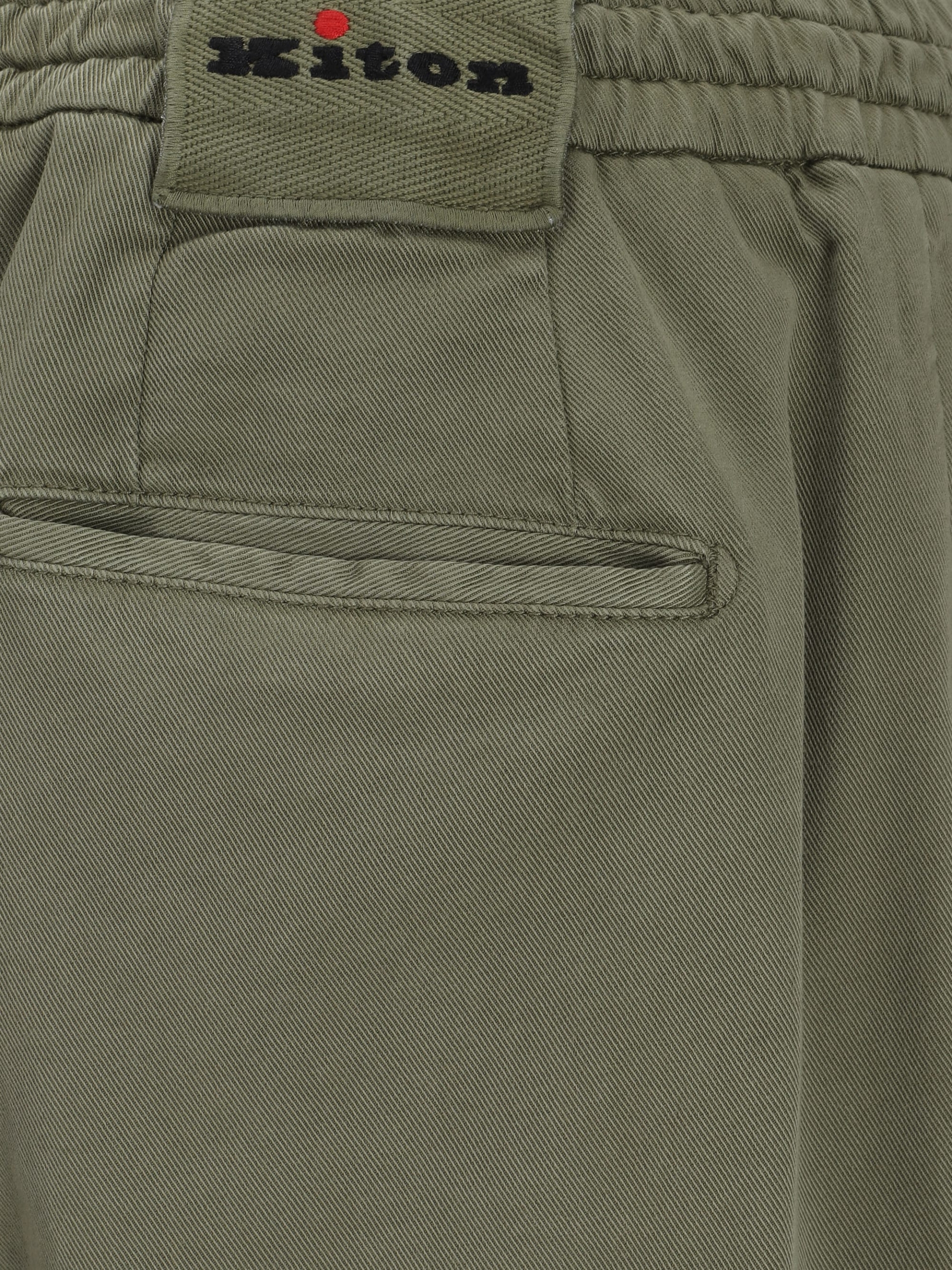 Kiton Men’s Regular Fit Pants with Adjustable Waistband and Monochrome Design - Image 4