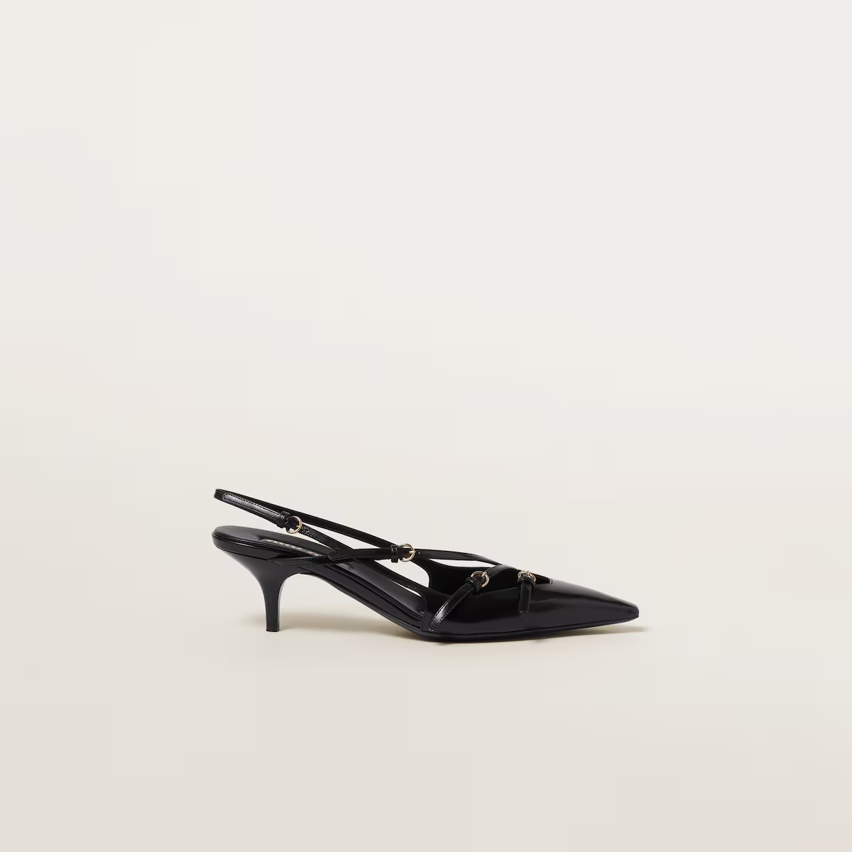 Miu Miu Calfskin Leather Pumps with Kitten Heel and Adjustable Slingback - Image 3