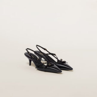 Miu Miu Calfskin Leather Pumps with Kitten Heel and Adjustable Slingback
