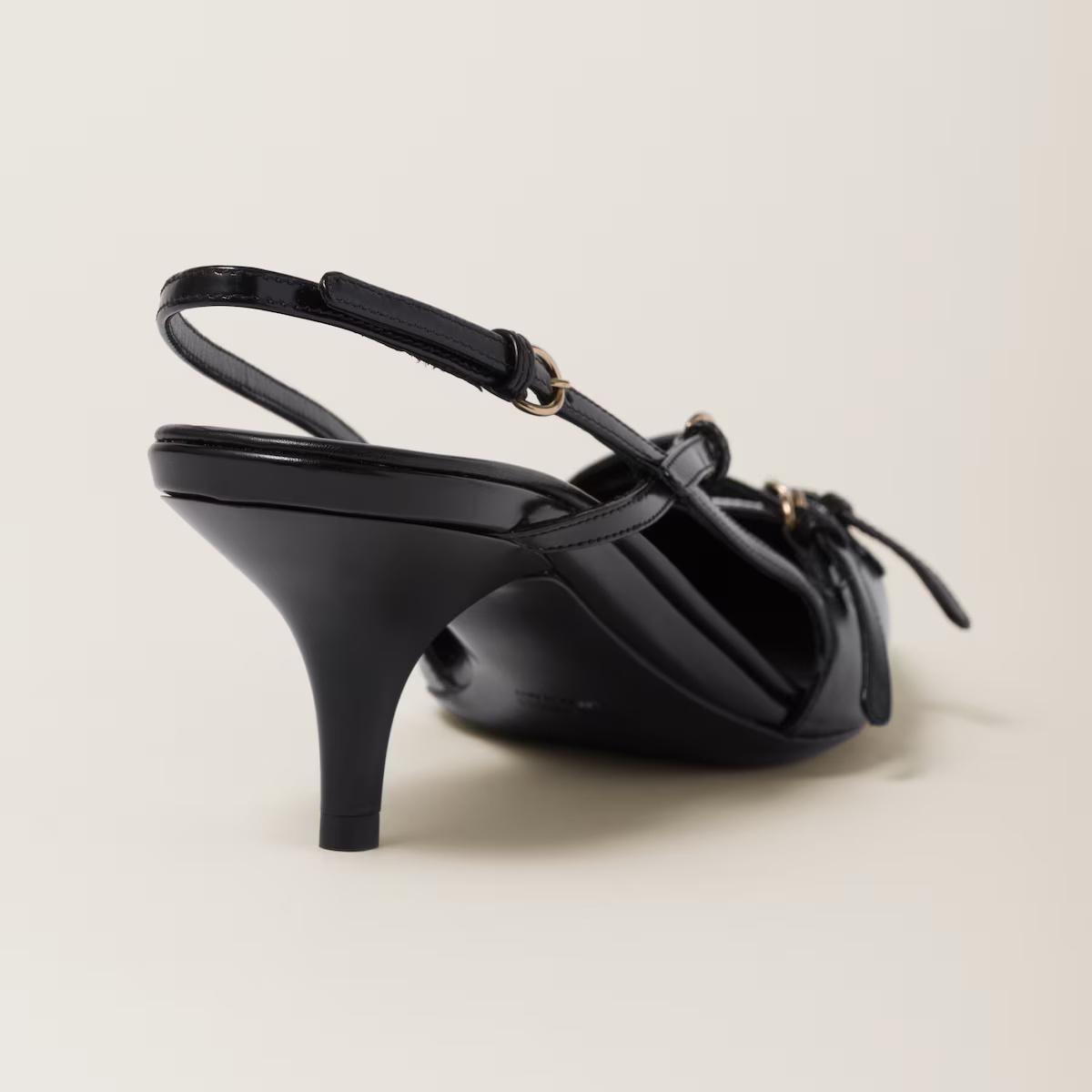 Miu Miu Calfskin Leather Pumps with Kitten Heel and Adjustable Slingback - Image 5
