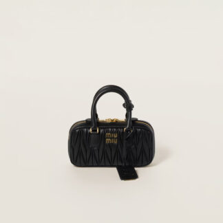 Miu Miu Leather Arcadie Mini Handbag with Quilted Design & Adjustable Strap