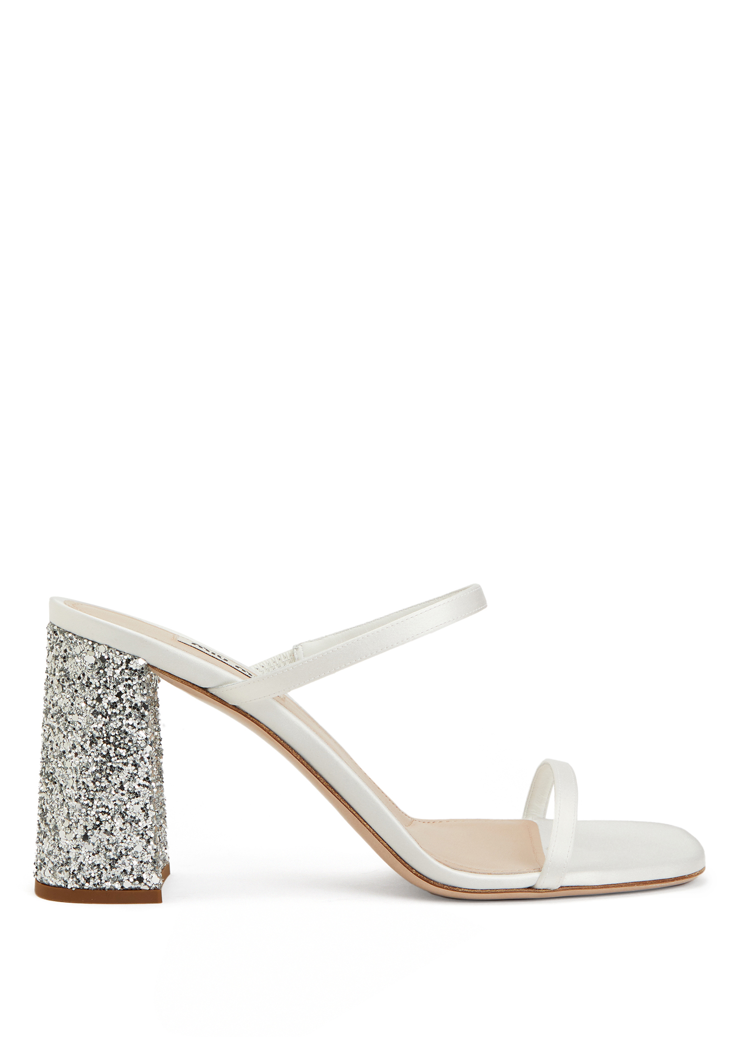 Miu Miu Mixed Silk Sandals with Crystals Heel - Image 5