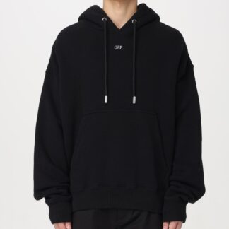 Off-White Cotton Hoodie with Monogram Print