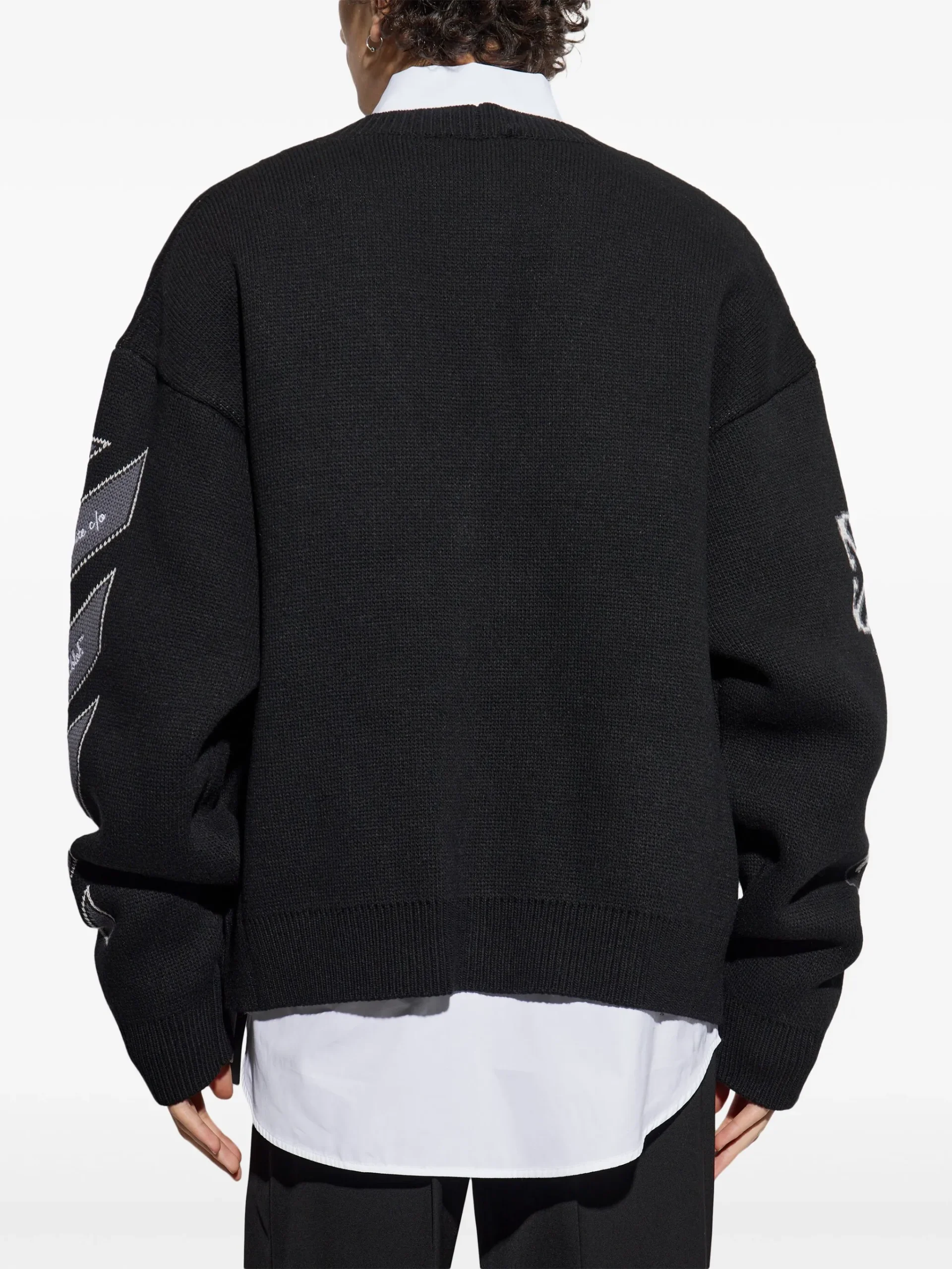 Off-White Cotton Varsity Cardigan with Oversized Fit - Image 3