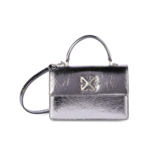 Off-White Silver Leather Jitney Bag