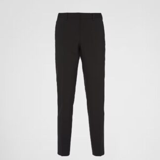 Prada Elegant Black Virgin Wool Pants with Zipper Closure