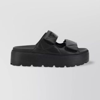 Prada Lambskin Quilted Sandals with Adjustable Straps and Wedge Sole