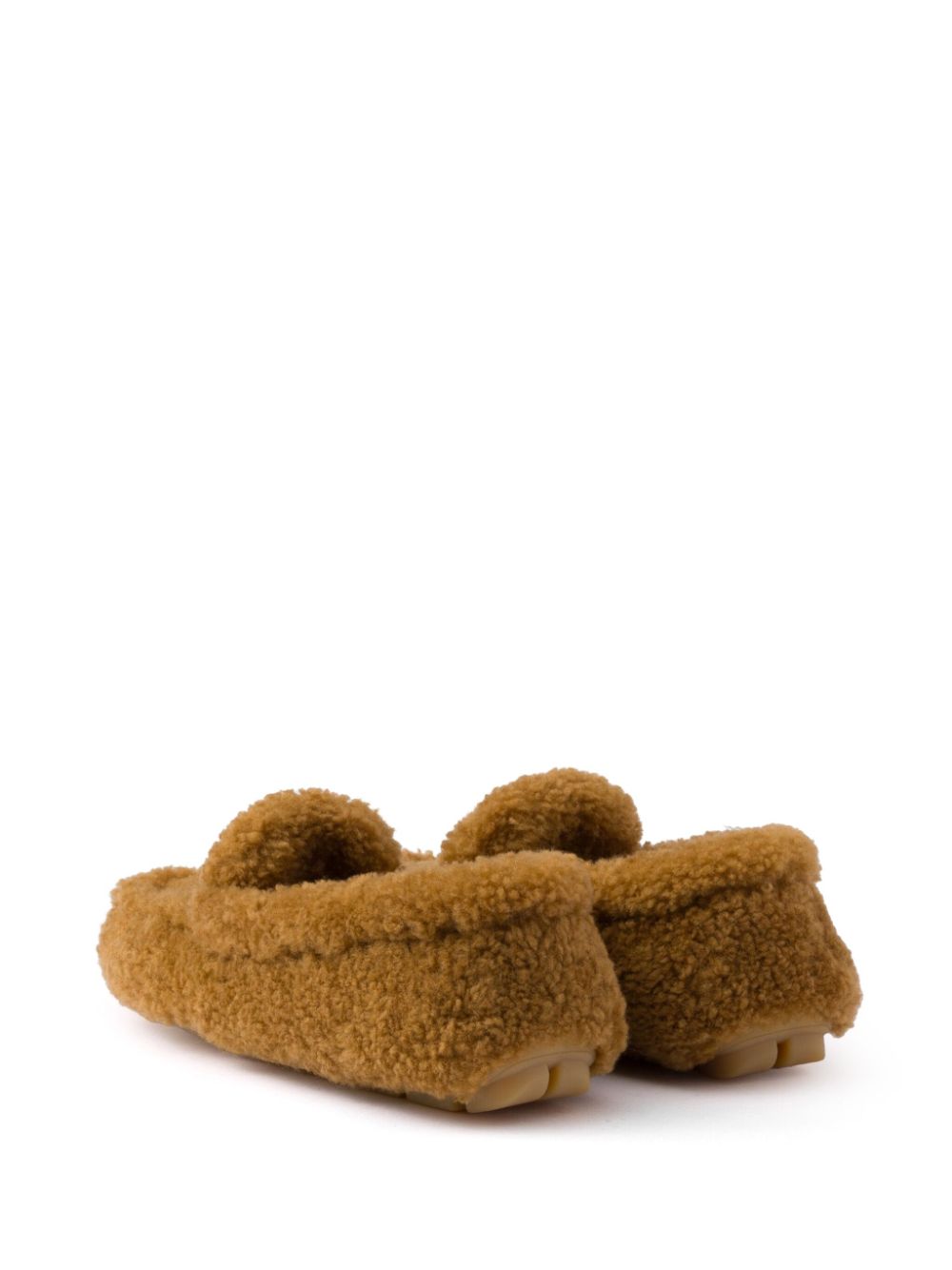 Prada Shearling Loafers with Rubber Sole and Logo Plaque - Image 5
