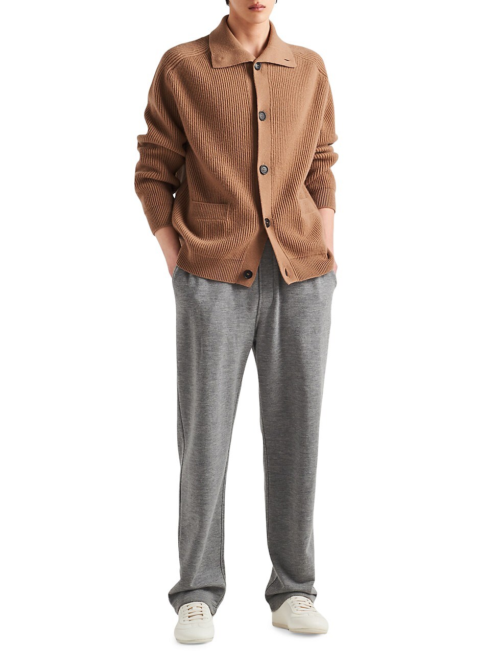 Prada Cashmere Cardigan with High Collar and Button Front Closure - Image 2